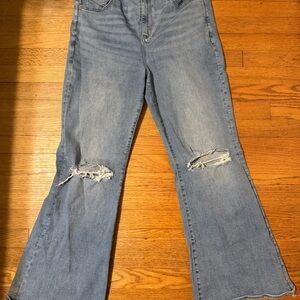 American Eagle Outfitters Light Blue Distressed Flare Jeans